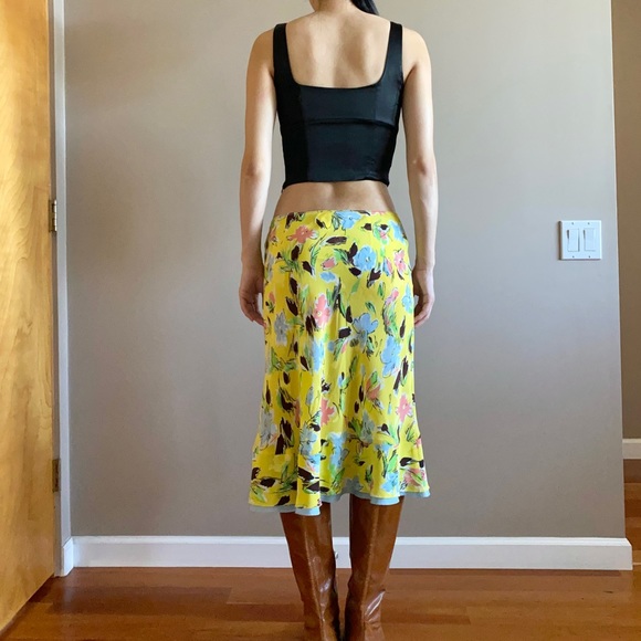 Vintage Philosophy di Alberta Ferretti silk midi skirt abstract florals - Picture 3 of 8
